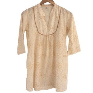 Yala Tunic 100% Organic Cotton Lightweight Soft Yellow and Gold Floral S